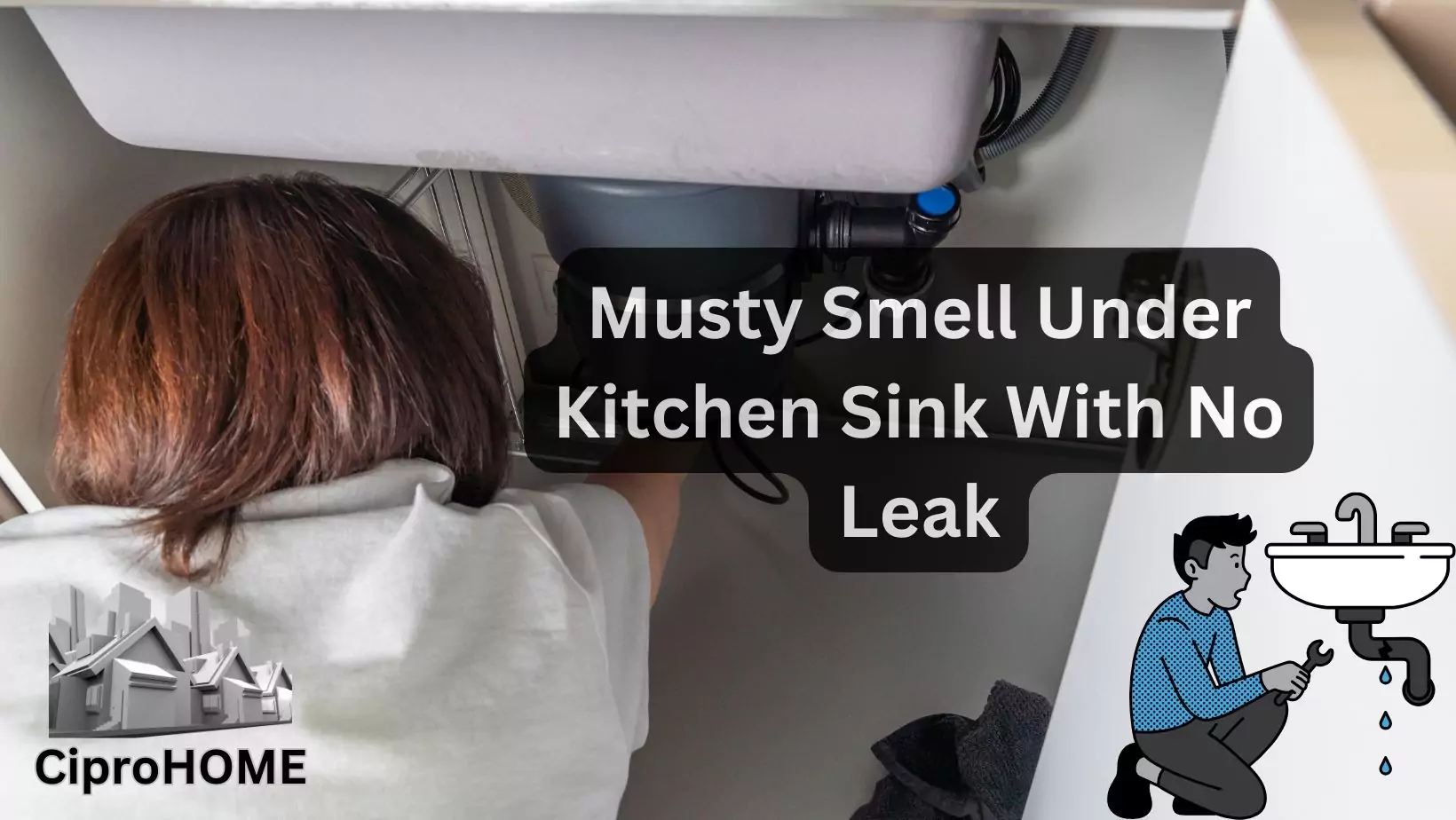 smell under kitchen sink no leak